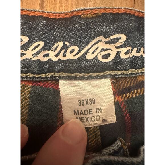 Eddie Bauer Men’s Flannel Lined Jeans Pants Size 36 X 30 Straight Hiking Camping - Picture 7 of 16